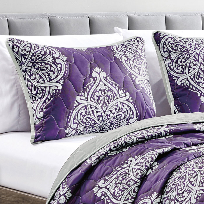 Bungalow Rose Lonn Damask Coverlet Set & Reviews Wayfair